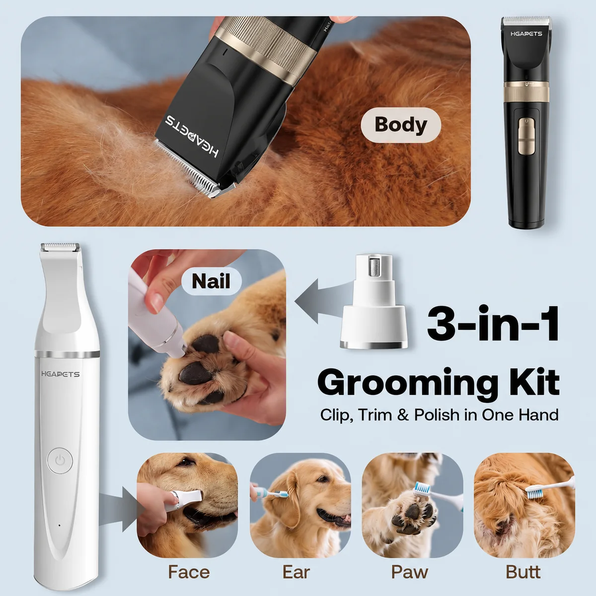 P326 body clipper, small trimmer and nail grinder arrangement